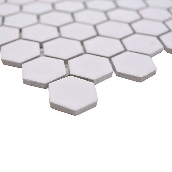 Mosaikfliese Hexagon Uni HX AT21 - 26 x 30 cm, Weiß, Matt - Detailaufnahme