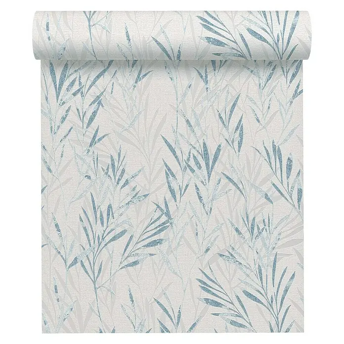 AS Creation Flavour Vliestapete - Weiß/Blau, Floral, 10,05 x 0,53 m - Vorderansicht
