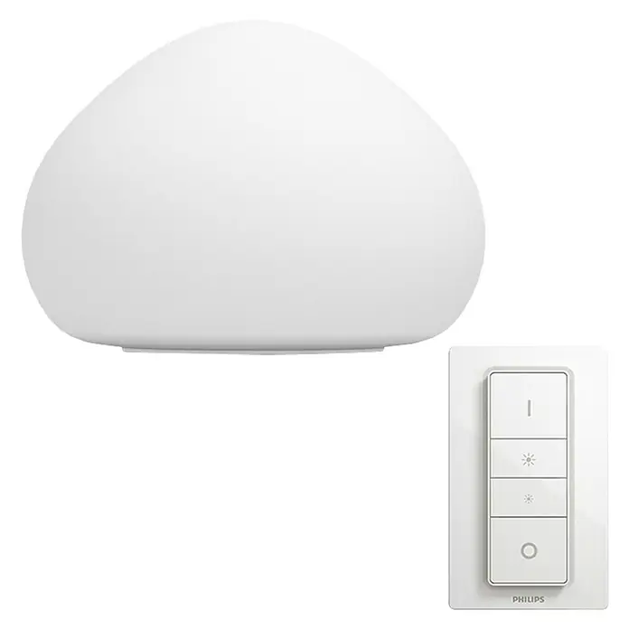 Philips Hue Led-tafellamp Wellner - 9,5 W, l x b x h: 19,2 x 26,8 x 26,8 cm, Wit, Warm wit - Vooraanzicht