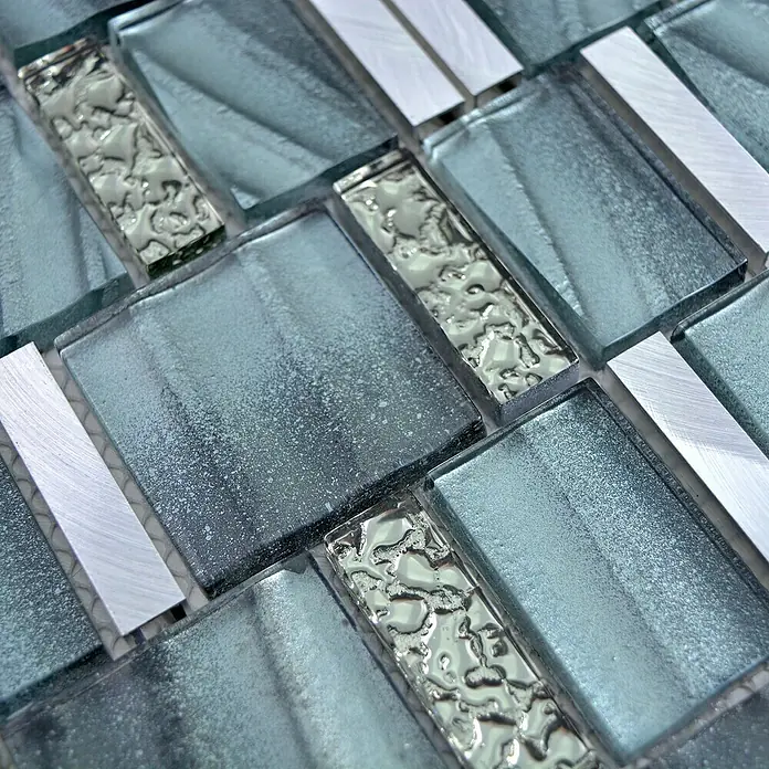 Mosaikfliese Crystal Mix XCM SUN05 - 29,7 x 29,5 cm, Grau, Glänzend
