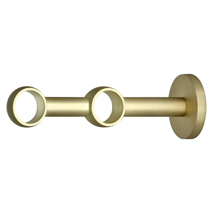 Expo Ambiente Doppelträger Noble - Messingoptik matt, Geeignet für: Gardinenstangen Ø 25 mm, Länge: 16,5 cm - Vorderansicht