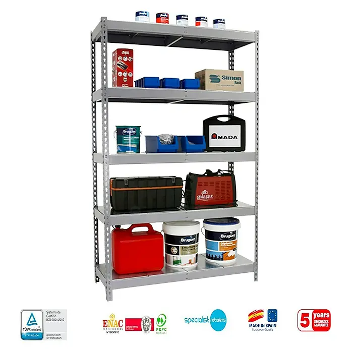 Simonrack Ecoforte Estructura de estantería Metal - L x An x Al: 60 x 150 x 200 cm, Capacidad de carga: 400 kg/balda, Número de baldas: 5 ud., Galvanizado