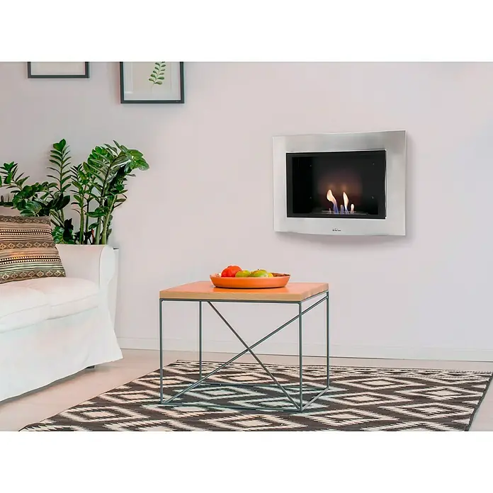 Purline Chimenea de bioetanol Thea - L x An x Al: 14 x 63,5 x 48 cm, Acero inoxidable/Negro