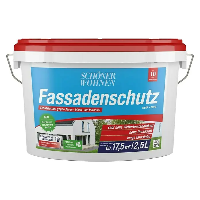 SCHÖNER WOHNEN-Farbe Fassadenfarbe Fungizid - Weiß, 2,5 l, Matt - Vorderansicht