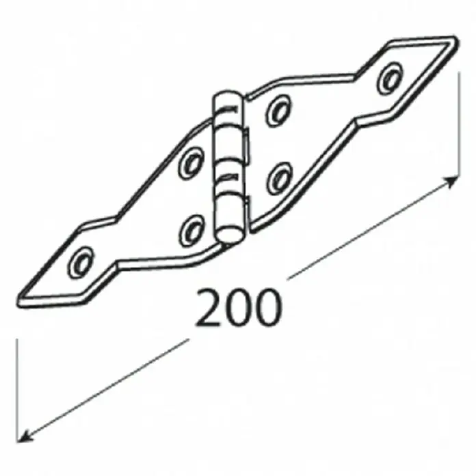 Domax Scharnier ZATS 200 - Länge: 200 mm, Stahl, Schwarz - Vorderansicht