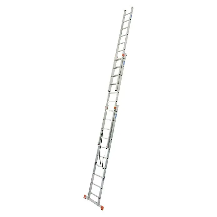 Krause Monto Višenamjenske ljestve na izvlačenje - Funkcija stepenica, Radna visina: 7,65 m, 3 x 10 prečki, Aluminij - Pogled s lijeve strane