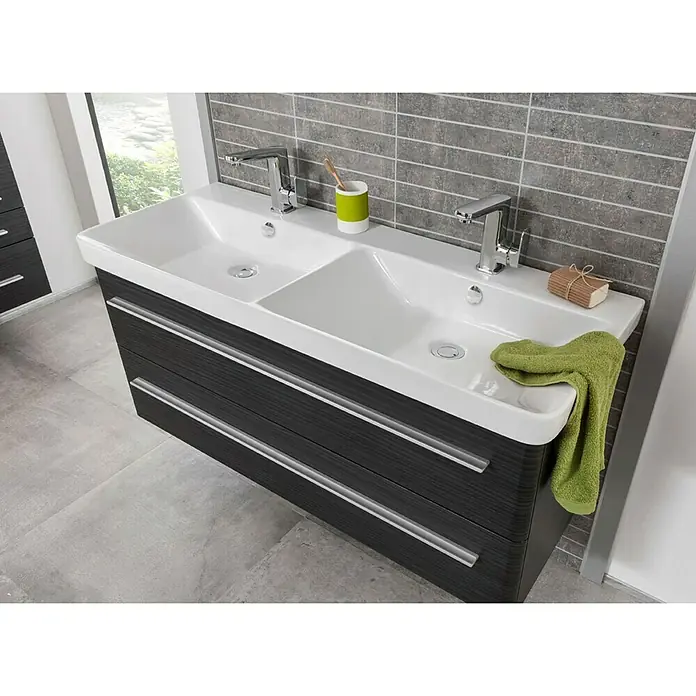 Modern 3.0 Einbauwaschbecken - 120 x 46 cm, Keramik, Weiß - Ansicht von oben