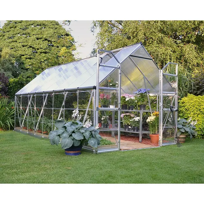 Palram – Canopia Gewächshaus Balance - 487 x 244 x 229 cm, Silber, Transparent