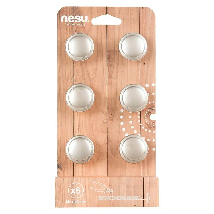 Nesu Pomo para muebles 1302 6 uds. - Ø x Al: 30 x 21 mm, Acero, Niquelado