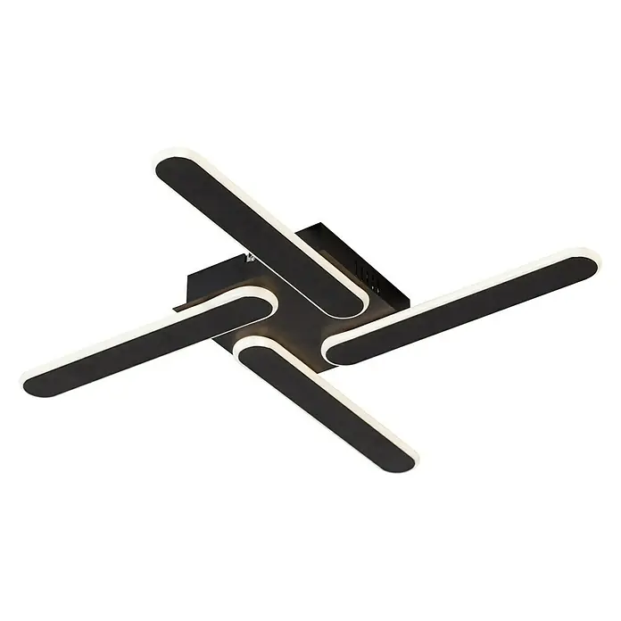 Plafón LED Raven - 40 W, L x An x Al: 60 x 60 x 5,5 cm, Negro, Blanco neutro