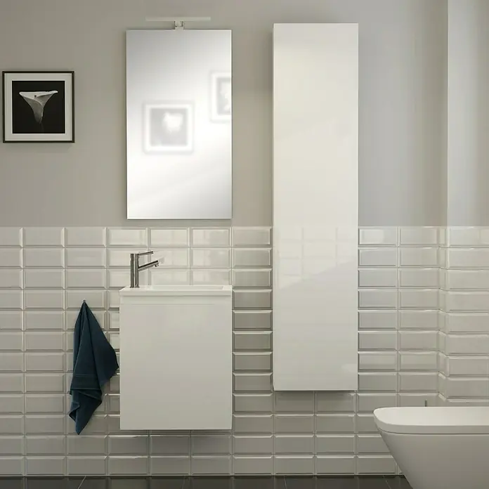 Camargue Espacio Kupaonski ormarić za nasadni umivaonik - 40 x 22 x 60 cm, 1 vrata, Gama bijela sjaj - Živopisni prikaz