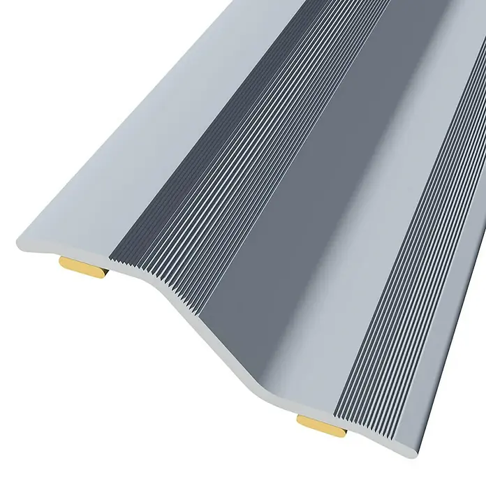 Baglinox Perfil de desnivel estriado Plata - 83 cm x 35 mm x 14 mm, Aluminio
