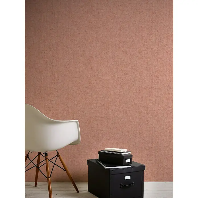 AS Creation Greenery Vliestapete Strukturuni - Orange, Uni, 10,05 x 0,53 m - Stimmungsaufnahme