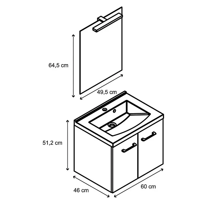 Allibert Badmöbel-Set Fast Pack - 90 cm, Esche Molina, Matt