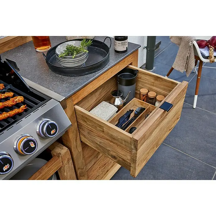 Sunfun Grillküchen-Modul - Mit Schublade, L x B x H: 63 x 58 x 92 cm, Holz