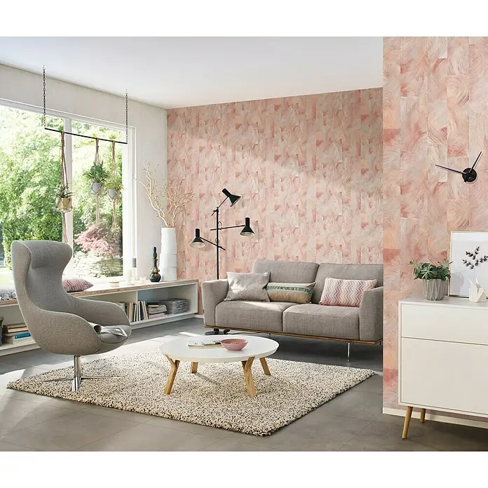 Rasch Rock'n Rolle Vliestapete Platten - Kupferrosa, Grafisch, 10,05 x 0,53 m - Stimmungsaufnahme