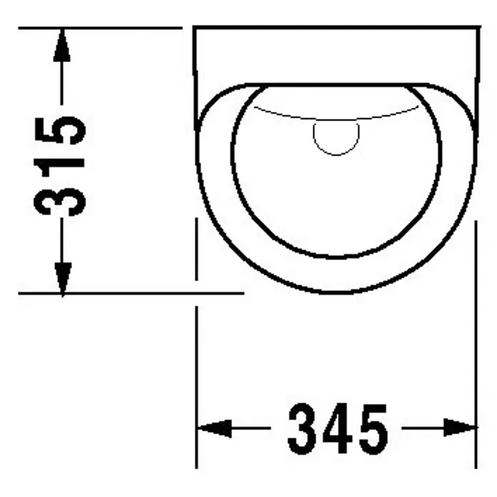 Duravit Duraplus Urinal - Mit schmutzabweisender Glasur, Zulauf: Hinten, Absaugspülung, Farbe: Weiß, Mit Zielobjekt - Skizze