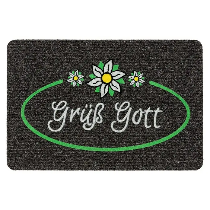 Astra Türmatte Grüß Gott - Grau/Bedruckt, L x B: 40 x 60 cm, 100 % Polypropylen
