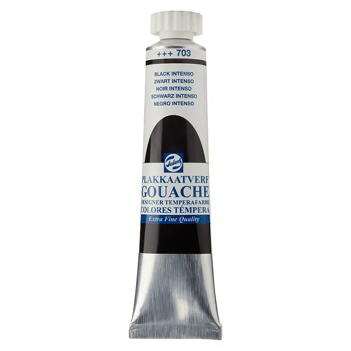 Talens Pintura gouache negro intenso - 20 ml, Mate