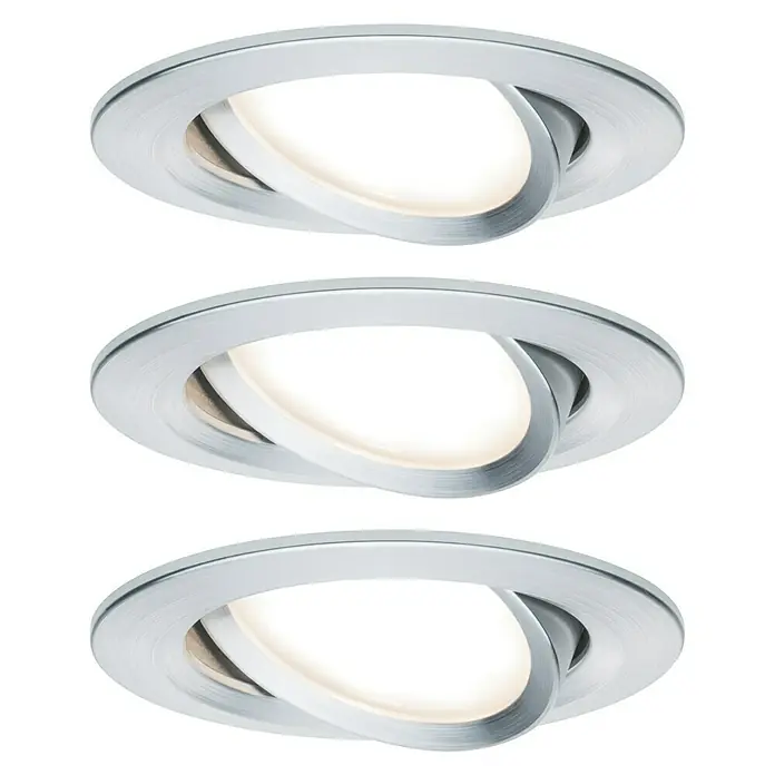 Paulmann LED-Einbauleuchten-Set Nova - 6,5 W, Aluminium, 3 Stk., Warmweiß, Durchmesser: 8,4 cm - Vorderansicht