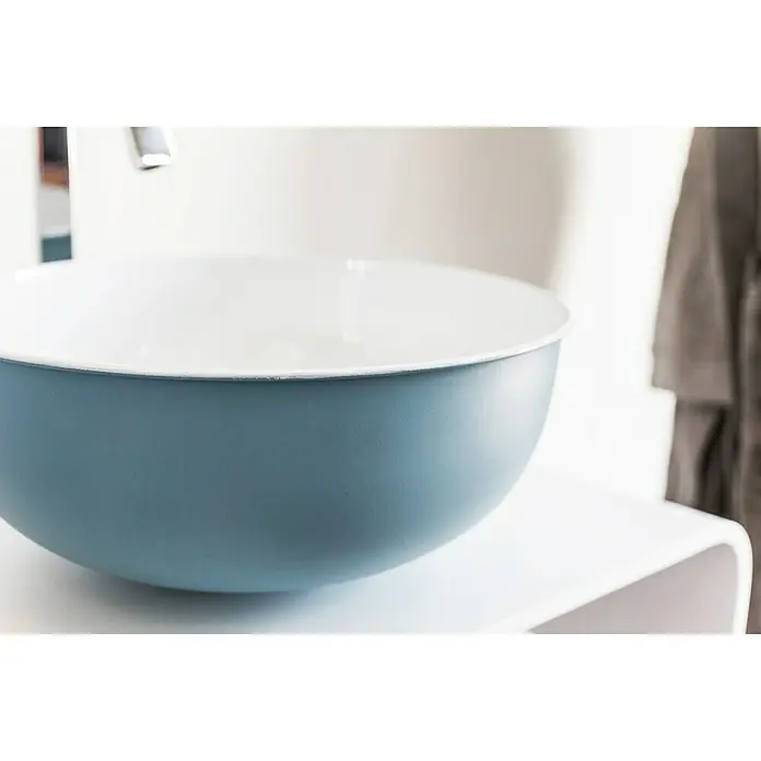 Cipì Lavabo redondo Open - Diámetro: 39 cm, Azul cielo/Blanco