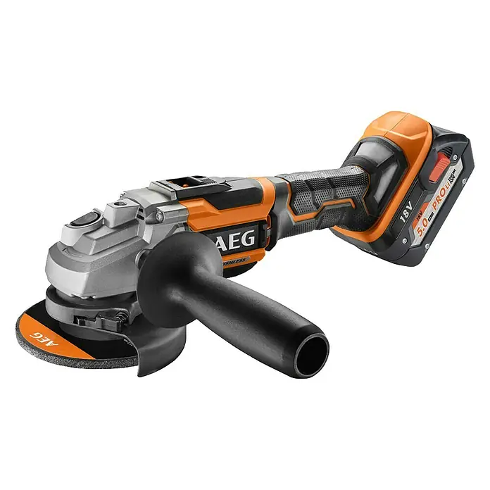 AEG Powertools Akku-Winkelschleifer BEWS18-125BLLI-502C - 18 V, 2 Akkus, 5 Ah, Durchmesser Scheibe: 125 mm, Leerlaufdrehzahl: 0 U/min - 11.000 U/min - Vorderansicht