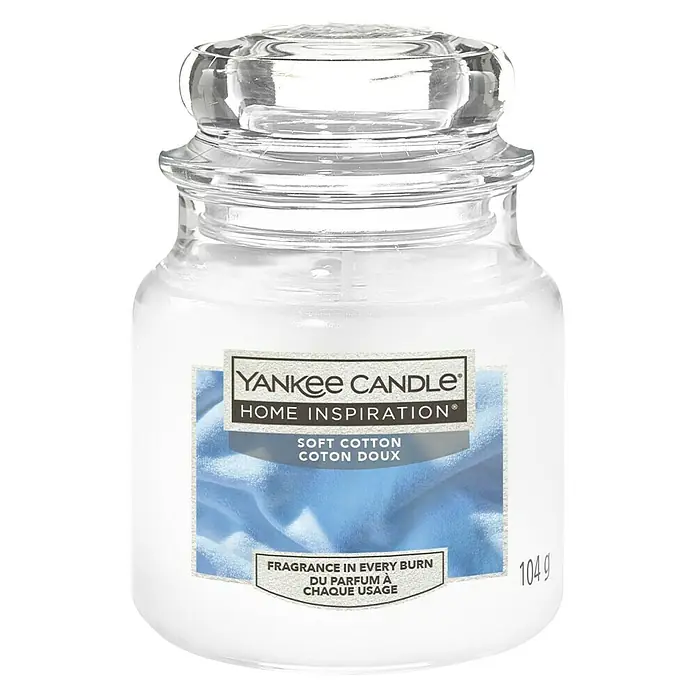 Yankee Candle Home Inspirations Duftkerze - Im Glas, Soft Cotton, Small - Vorderansicht