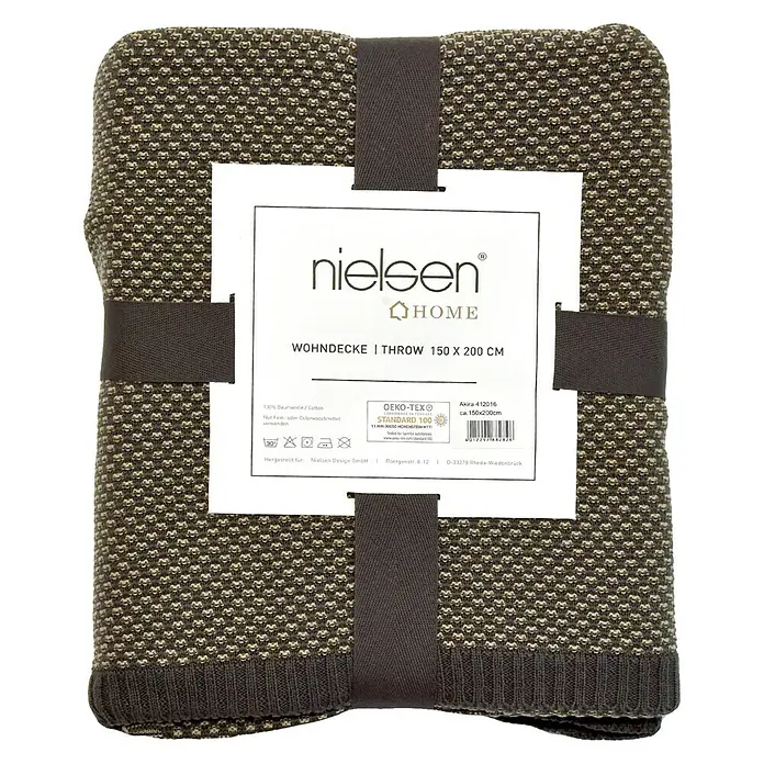 Nielsen Plaid Kuscheldecke Akira - L x B: 200 x 150 cm, Antik Grau