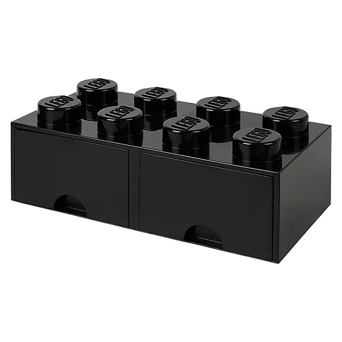 Lego Schubladenbox Brick - L x B x H: 50 x 25 x 18 cm, Schwarz, Anzahl Schubladen: 2 Stk. - Linke Seitenansicht