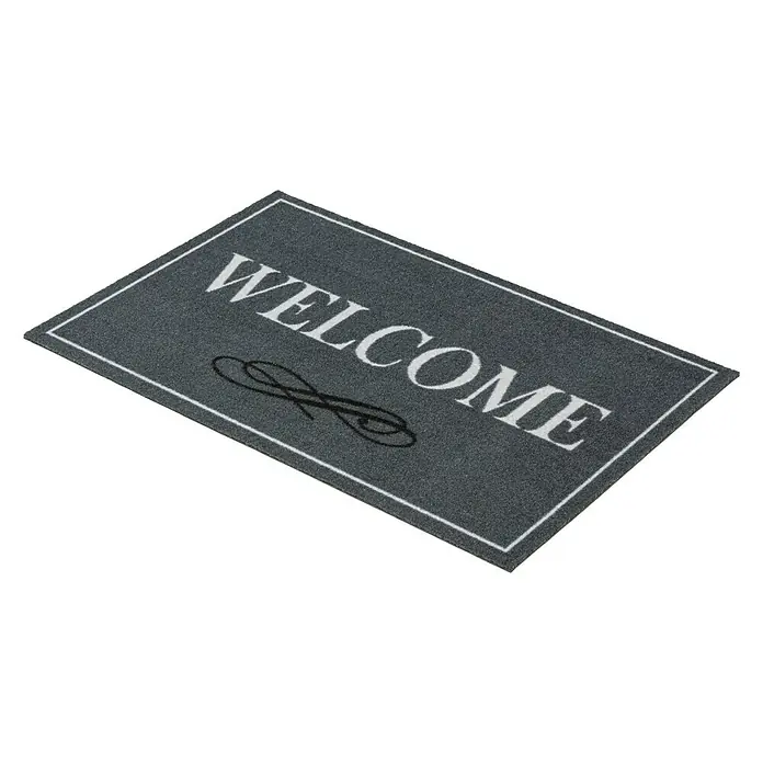 Astra Homelike Sauberlaufmatte Welcome - Grau, 40 x 60 cm, 100 % Polyamid - Rechte Seitenansicht