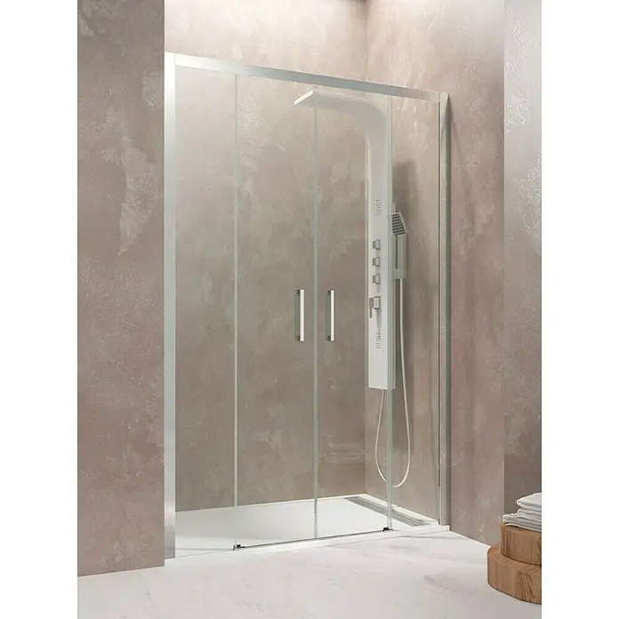 GME Mampara de ducha frontal Aktual Spazio - An x Al: 150 x 195 cm, 8 mm, Plata brillo