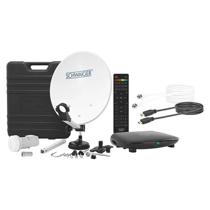 Schwaiger Mobile SAT-Anlage - 35 cm, Hellgrau, Schwarz