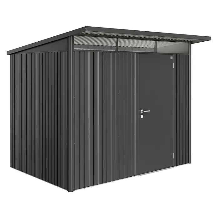 Biohort Gerätehaus AvantGarde - Dunkelgrau Metallic, Einzeltür - Linke Seitenansicht