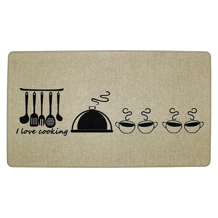 Alfombra de cocina Verona Kitchen - Marrón, 70 x 40 cm, Poliéster y caucho