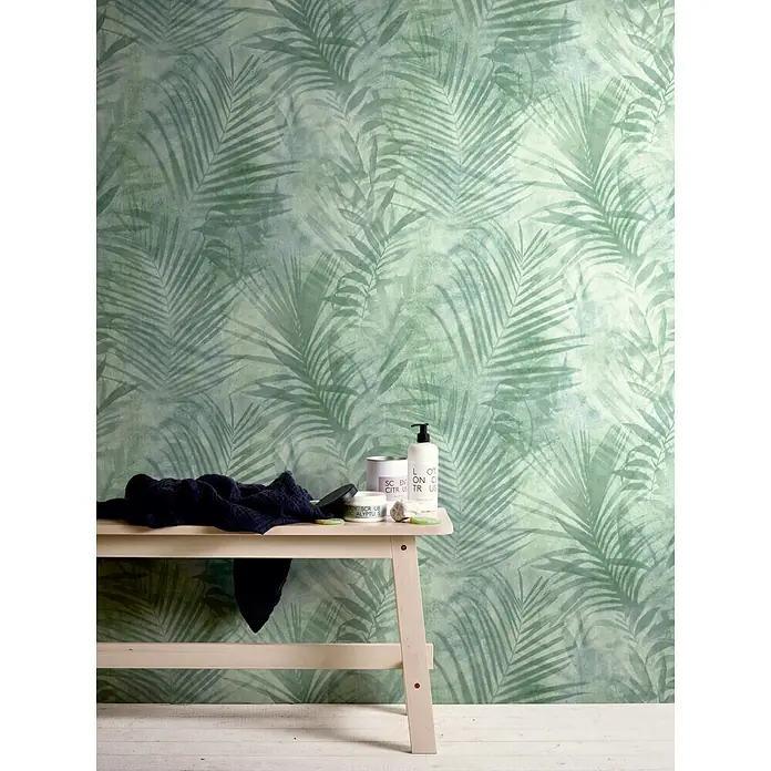 AS Creation Neue Bude 2.0 ED II Flis tapeta - Kremasto-zelene boje, Floral, 10,05 x 0,53 m - Živopisni prikaz