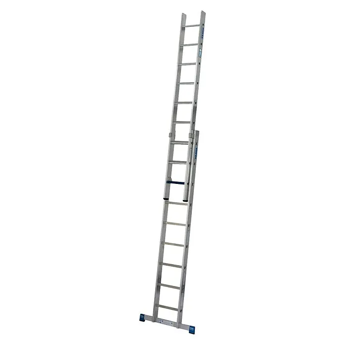 Krause Stabilo Sprossen-Schiebeleiter +S - Arbeitshöhe: 5,15 m, Anzahl Tritte: 2 x 9 Sprossen, Aluminium - Linke Seitenansicht