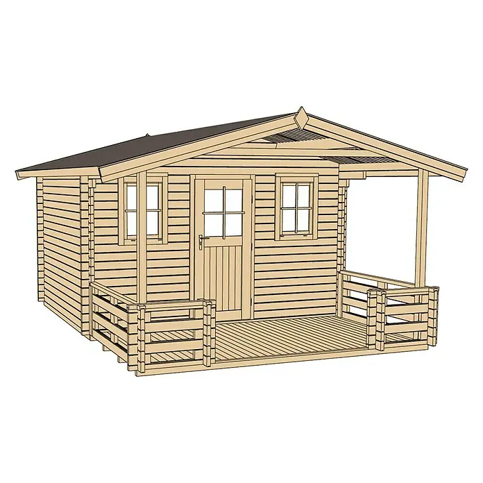 Weka Gartenhaus Weekendhaus 138 B - B x T: 450 x 510 cm, Holz, 19 m², Wandstärke: 45 mm, Mit Vordach 2 m & Terrasse