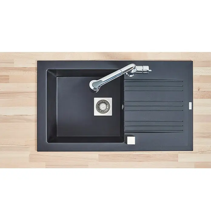 Carea Einbauspüle Muscade - 86 x 50 cm, 1 Becken, CAREAgranit®, Schwarz - Ansicht von oben