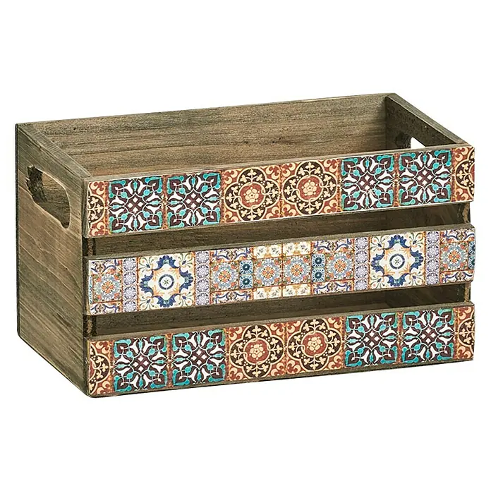 Zeller Present Aufbewahrungsbox Mosaik - L x B x H: 240 x 140 x 135 mm, Holz, Braun - Vorderansicht