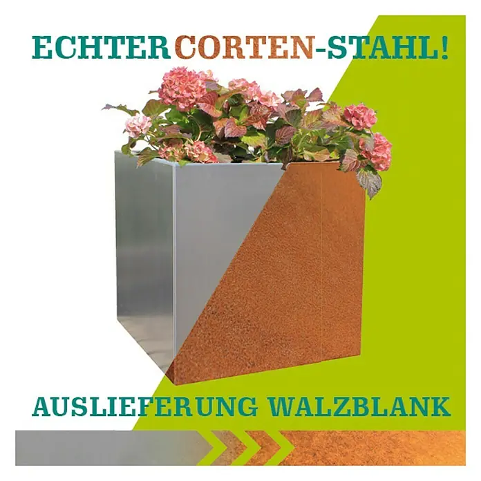Palatino Exlusive Line Pflanzkübel eckig Lotte - 80 x 40 x 50 cm, Cortenstahl, Rotbraun