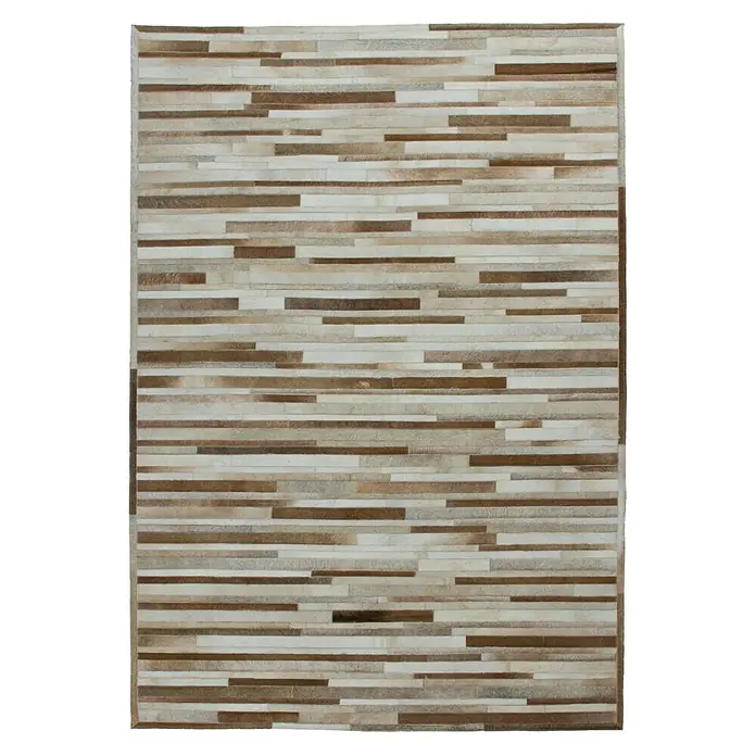 Kayoom Echtlederteppich Eclipse 110 - Creme, Braun, 170 x 120 cm, 100 % Leder - Ansicht von oben