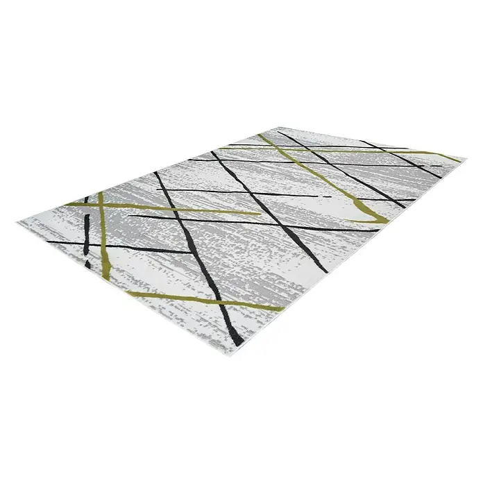 Kayoom Kurzflorteppich Vancouver 110 - Grau/Grün, 290 x 200 cm, 100 % Polypropylen - Linke Seitenansicht