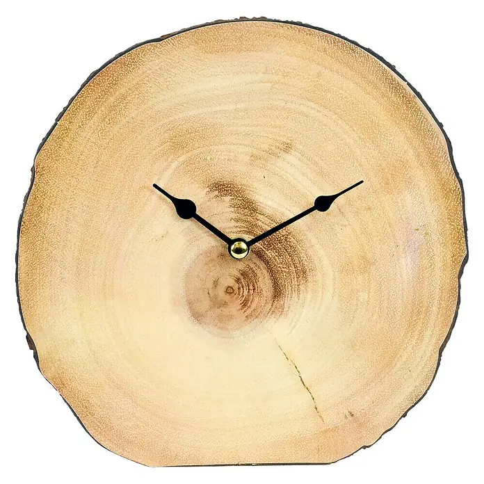 Wanduhr rund - Holz, Durchmesser: 21 cm - Vorderansicht