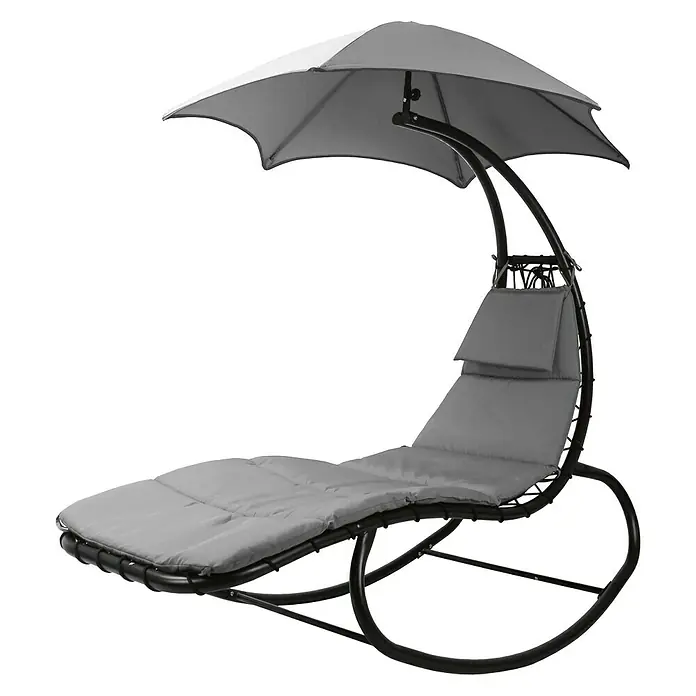 Garten-Schaukelliege - L x B x H: 195 x 90 x 185 cm, Textilen, Grau