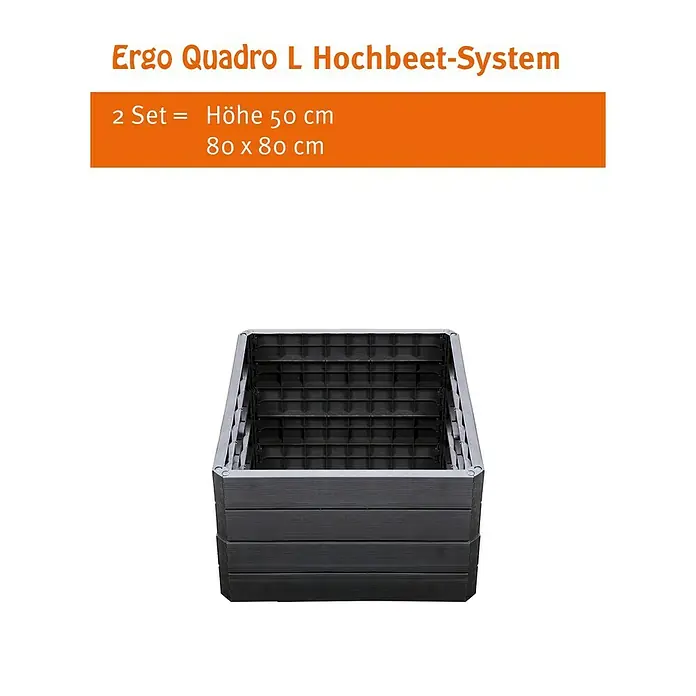 Garantia Hochbeet Ergo Quadro L - 80 x 80 x 25 cm, Kunststoff