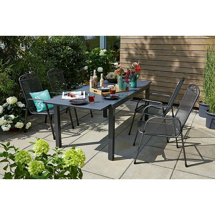Gartenstuhl - Eisengrau, Breite: 57 cm
