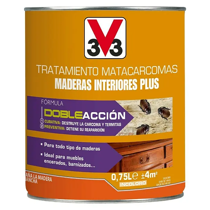 V33 Matacarcomas Maderas interiores Plus - Incoloro, 750 ml