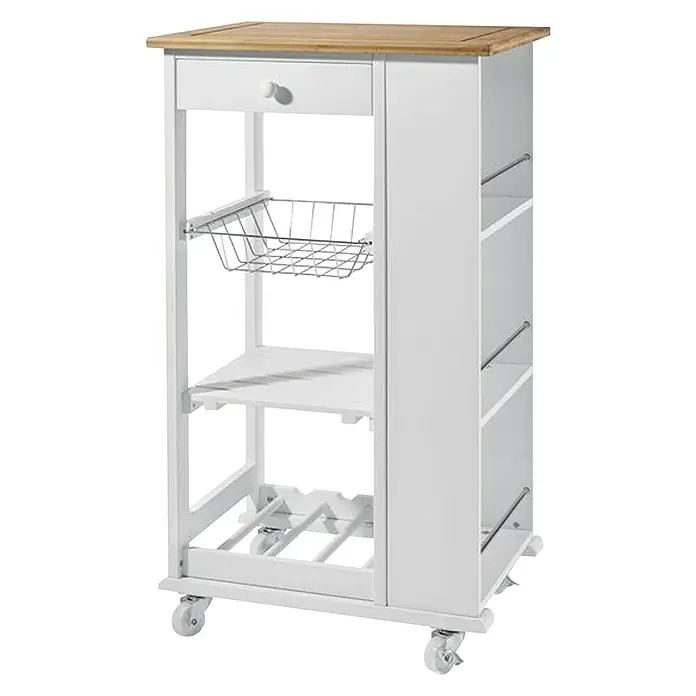 Phönix Servierwagen Nizza - L x B x H: 37 x 50 x 86 cm, Weiß - Vorderansicht