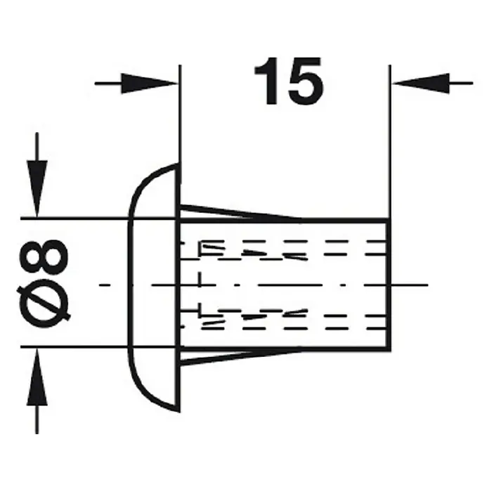 Häfele Hulsmoer - M6, Kunststof, Wit - Vooraanzicht