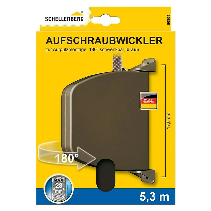 Schellenberg Aufschraubwickler Maxi - Aufputz, Gurtbreite: 23 mm, Lochabstand: 170 mm - Vorderansicht